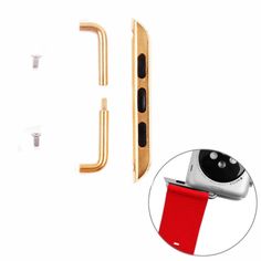 [USD7.06] [EUR6.36] [GBP4.97] Metal Strap Connector Metal Buckle for Apple Watch 42mm ,Pair(Gold) 3d Printer Machine, Iphone Accessories, Camera Cleaning, Camera Accessories