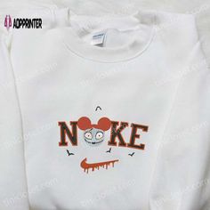 Nike x Sally Mickey Embroidered Shirt Nightmare Before Christmas Characters T-shirt Nike Inspired Sweatshirt Disney Couple Outfits, Nike Christmas, Disney Character Shirts, Minnie Mouse Pumpkin, Clothes Painting, Nightmare Before Christmas Characters, Nike Embroidery, Embroider Ideas, Disney Outfit Ideas