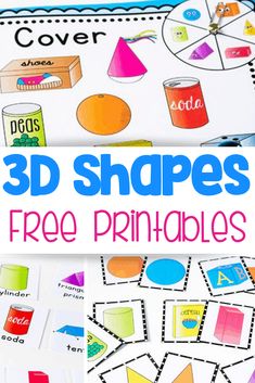 3d Shapes Activities Kindergarten Free Printable, 3d Shapes For Preschool, 2d Shapes Activities, Preschool Shapes, Shapes Worksheet Kindergarten, Shape Activities Preschool