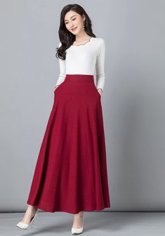 Red Elastic wasit A line Maxi skirt 2542 – XiaoLizi Cheap A-line Skirt In Solid Color, Affordable Casual Red Pleated Skirt, High Waist Burgandy Long Skirt, Luxury Long Red Skirt, Cheap Red Spring Skirt, Long Wool Skirt Burgandy Red, Affordable Red Tiered Maxi Skirt, Long Red Circle Skirt, Luxury Red Lined Maxi Skirt