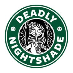 a starbucks logo with the words deadly nightshade written in white and green on it