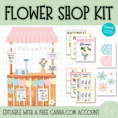 a flower shop kit with flowers on it