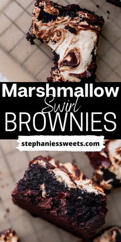 brownies with marshmallow swirl in the middle and chocolate swirled on each side