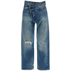 These R13 Five-Pocket Jeans Are Made Of Cotton Denim And Feature An Asymmetric 'Crossover' Button Closure. They Have Subtle Distressed Details, A Low Waist, And A Relaxed Fit With Straight Legs. The Model Is 177 Cm Tall And Wears A Size 26. Size Type: Jeans Material: 100% Co Sku: 242647dje000006-A0001 Welcome To The Official Luosophy Poshmark Closet! Luosophy Is A Luxury Brand Reselling Company Founded In San Diego, Ca From 2016. All Our Products Are Imported From Italy And Sold In The Usa. We D Distressed Denim Jeans, Jeans Material, Luxury Goods, Pocket Jeans, Colored Denim, Blue Denim Jeans, Low Waist, Jeans For Sale, Luxury Brand