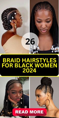 26 Trendsetting Braid Hairstyles for Black Women in 2024 - Get Inspired! - divagaze.com Braided Updo Black Women, Easy Big Braids Hairstyles, Ponytail Braid Hairstyles Black Women, Braids For Black Women Updo, Bun Braids For Black Women, Braids With Hats Black Women, Whimsical Ponytail, Braided Updo Hairstyles For Black Women, Updo Braided Ponytail