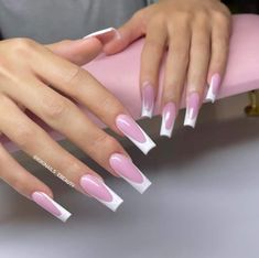 41 Gorgeous Pink and White Nails Pink White Nails, Pink French Nails, Baby Pink Nails, Nail Collection, Her Nails, French Acrylic Nails, White French, Pink Acrylic Nails, Coffin Nails Designs