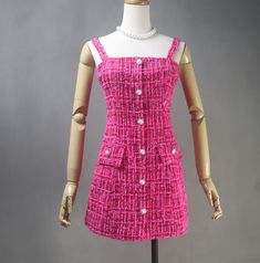 Embrace elegance with our Women Custom Made Pearl Buttons Tweed Mini/Knee Length Dress in vibrant Hot Pink. This bespoke dress is meticulously crafted for holiday festivities, formal dress codes, weddings, and serves as a thoughtful personalised gift. The dress features exquisite pearl buttons, adding a touch of sophistication, and is available in your choice of mini or knee length for versatility. ✨ Dress Features: Custom-made to your measurements for a flawless fit. Stunning Hot Pink tweed fab Bespoke Dress, Pink Tweed Dress, Formal Dress Wedding, Formal Dress Code, Pink Tweed, Hot Pink Dresses, Tweed Dress, Women's Wardrobe, Pearl Buttons