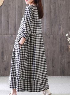 This is a women dress make with organic linen fabric.we design it with a casual overall style.this women linen dress also could be made with other colors. for other women coat https://www.etsy.com/shop/liferollpaint?section_id=16669636&ref=shopsection_leftnav_3 thick women coat www.etsy.com/shop/liferollpaint?section_id=18295391&ref=shopsection_leftnav_4 long down coat www.etsy.com/shop/liferollpaint?section_id=16669636&ref=shopsection_leftnav_2 women down coat www.etsy.com/shop/life Casual Linen Plaid Dress, Casual Cotton Plaid Midi Dress, Long Dresses Long Sleeve, Spring Dresses Women, Linen Dress Women, Cotton Linen Dresses, Dress Linen, Spring Women, Sleeve Dresses