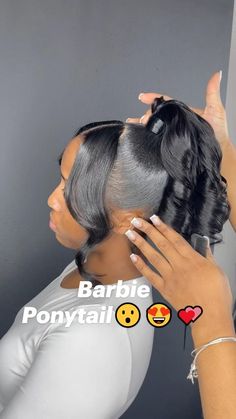 Pin on ☀️Hot Hair Color & Hair Styles☀️ Updos With Frontal, Cute High Ponytails For Black Women, Easy Do It Yourself Hairstyles For Black Women, African Braids Updo Hairstyles, Cute Extended Ponytails, Homecoming Hairstyles Blackgirl, Clip On Buns For Black Women, Up And Down Styles For Ladies, Track Ponytail Hairstyles Black