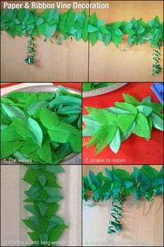 steps to make paper and ribbon vine decoration