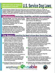 an ad for the u s service dog laws, which includes information on how to use it