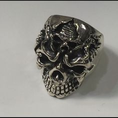 Sterling Silver Ring Sterling Silver Skull Rings, Silver Skull Ring, Ring Color, Skull Ring, Size 10 Rings, Womens Jewelry Rings, Sterling Silver Ring, Silver Ring, Sterling Silver Rings