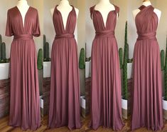 three different views of the back of a bridesmaid's dress, one in burgundy