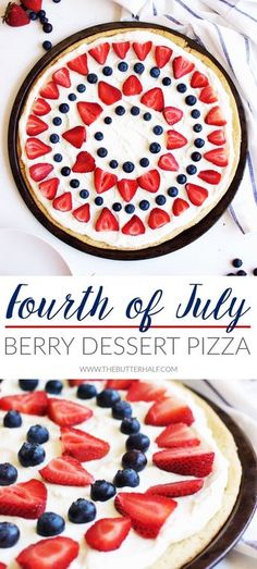 the fourth of july berry dessert pizza is ready to be eaten