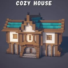 an image of a small house made out of wood and bricks with the words cozy house above it