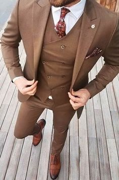 Brown Wedding Suit, Suit 3 Piece, Suit Prom, Suit Brown, Suit Groom, Blazer Outfits Men, Slim Fit Suit Men, Dinner Suit, Formal Men Outfit