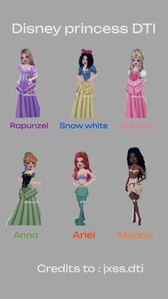 the disney princesses are all different colors