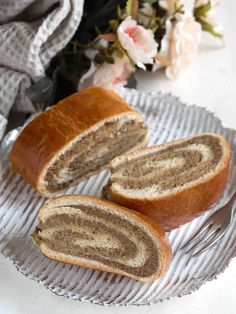 a close up of a loaf of bread on a plate