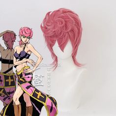 Anime JOJO Bizarre Adventure Golden Wind Trish Una Cosplay Wig Heat Resistant Hair Cosplay Costume Cosplay Wig, Cosplay Wigs, Jojo's Bizarre Adventure, Heat Resistant