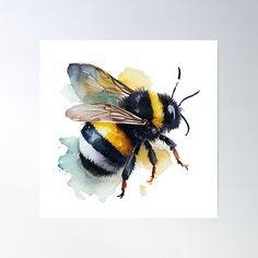 High-quality posters to hang in dorms, bedrooms or offices. Multiple sizes are available. Printed on 185gsm semi gloss poster paper. Additional sizes are available. Cute watercolor bumblebee Bumblebee Poster, Bee Watercolor, Poster Cute, Bumble Bees, Cute Watercolor, Quality Posters, Watercolor Painting, Sale Poster