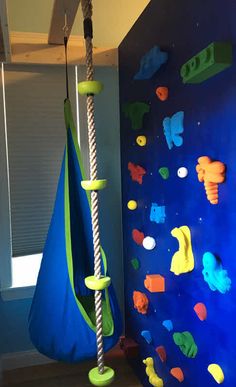 there is a climbing wall in the room