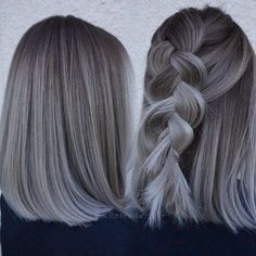 Pretty Gray Hair Styles - Stylish Hair Color Ideas Trendy Gray Hair, Pretty Gray Hair, Stylish Hair Colors, Dark Ombre Hair, Black Hair Ombre, Free Haircut