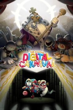 the poster for the animated film's digital carnival, featuring cartoon characters in front of a stage