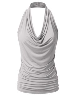 PRICES MAY VARY. Casual Sleeveless Stretchy Halter Neck Draped Front Sexy Backless Low Cut Tank Top Features Halter Neckline, Lightweight, Sleeveless, Draped Front, Open Back. Various Color Choices and Plus Size Available Super Comfortable to Wear, Unique Style, Make You More Beautiful, Sexy and Elegant ** Please check the size chart provided from us to ensure your order ** Due to monitor settings and pixel definition, we cannot guarantee the color that you see will be exact from the actual colo Draping Top, Chiffon Cami Tops, Low Cut Tank Tops, Cut Tank Top, Backless Tank Top, Backless Top, Pretty Blouses, Women Halter, Clothing Details