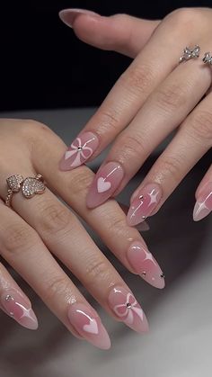 these are acc 222 cute #nails #coquette #shortnails #pinknails Aestethic Nails, Nails Rosa, Uñas Aesthetic, Bow Nail Art, Graduation Nails, Easy Nails, Smink Inspiration