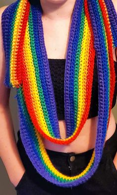 Rainbow scarf, proud, Crochet, tall, extra-long, . Rainbow Scarf, Scarf Crochet, Rainbow Pride, Crochet Scarves, Scarfs, Extra Long, Scarf Wrap, Labour Day, Scarf Accessory