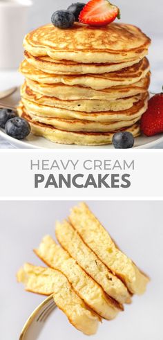 Sweet Cream Pancakes Recipe Diner Pancake Recipe, Sweet Cream Pancakes, Sweet Cream Pancakes Recipe, Sweet Pancake Recipe, Extra Fluffy Pancakes, Vegan Heavy Cream, Heavy Cream Recipes, Quick Pancakes, Vanilla Pancakes