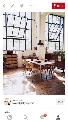 a table and some chairs in a room