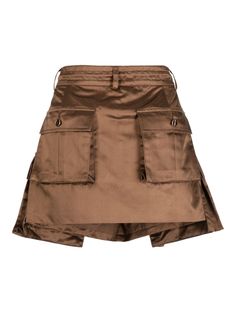 Find CYNTHIA ROWLEY Satin Cargo Miniskirt on Editorialist. coffee brown cotton-silk blend satin weave belt loops A-line drawstring waist front button fastening three front cargo pockets front zip-fastening pocket two rear flap pockets Brown Mini Skort, Brown Cotton Skort, Brown Mini Skort For Workwear, Brown Short Length Skirt For Workwear, Brown Mini Skirt With Pockets, Brown Cotton Mini Skirt With Relaxed Fit, Brown Cotton Mini Skirt, Fitted Brown Skort With Pockets, Brown Pleated Cotton Skort