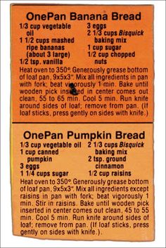 an old recipe for onepan banana bread