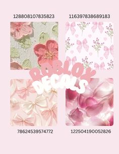 four different wallpapers with pink flowers and hearts on them, all in various colors