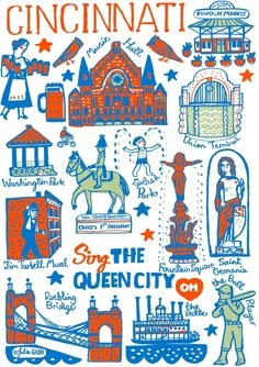 a poster with the words sing the queen city on it