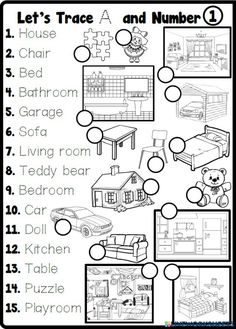 a worksheet for the house and number 1