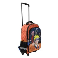 Unveiling the vibrant youth orange Naruto 16” rolling backpack featuring Naruto, Sakura, Kakashi, and Sasuke! Engineered with convenience in mind, this officially licensed backpack is adorned with two smooth rolling wheels and a retractable top handle, making it effortless to transport. The interior boasts a spacious packing compartment and a side mesh pocket, allowing ample storage for essentials. Crafted from a durable 600D poly blend, this backpack measures 16” H x 12” W x 7” D, striking a ba Rectangular Orange Backpack For School, Kakashi And Sasuke, Naruto Sakura, Orange Rolls, Rolling Backpack, School Fits, Naruto Anime, Laptop Pocket, Showcase Design