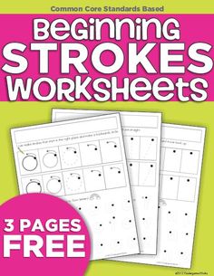 the beginning strokes worksheets for children