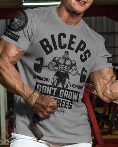 BICEPS Don't Grow On Trees Workout T-Shirt, Funny Gym Shirts, Lifting T-Shirt, Deadlift Powerlifting Shirts, Gym Shirts Mens, Weightlifting Shirts, Funny Gym Shirts, Gym Apparel, Funny Gym, Mens Workout Shirts, Motivational Workout, Funny Shirts For Men