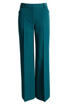 Sweeping wide legs lend graceful animation to these poised pants made with plenty of stretch for comfort. 89% polyester, 11% spandex Dry clean Imported Green Wide-leg Office Pants, Green Wide Leg Dress Pants For Office, Green Tailored Wide Leg Bottoms, Tailored Wide Leg Green Bottoms, Elegant Stretch Wide-leg Culottes, Green Wide Leg Bottoms For Office, Green Wide Leg Office Bottoms, Green Ankle-length Elastane Pants, Stretch Wide-leg Dress Pants