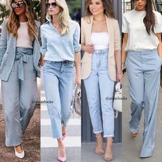 Fashion Forward Outfits, Denim Jeans Ripped, Cute Spring Outfits, Chic Blouses, Soft Summer, Clothing Essentials, Matching Outfits, High Waisted Pants