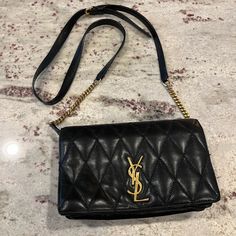 Purchased In 2021. It’s A Beautiful Purse That Can Be Worn As A Crossbody Or Shoulder Bag. The Strap Is Adjustable. You Can Fit So Much In There With The 3 Compartments. Dustbag, Receipt And Accessories Are Included. Has Plenty Of Life Still Left In It. Ysl Crossbody, Beautiful Purse, Saint Laurent Bags, Yves Saint Laurent Bags, The 3, Yves Saint Laurent, Saint Laurent, Dust Bag, Black Leather