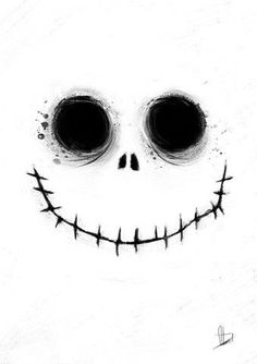 a black and white drawing of a smiling face