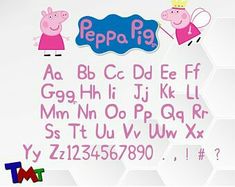 the peppa pig font and numbers are pink