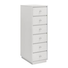 a white cabinet with five drawers on it