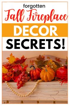 fall fireplace decor with pumpkins and gourds on the mantle for an easy diy project