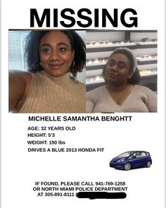 a missing person poster for a woman