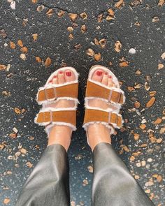 —@caroline_thestylist - The sun is shining and my Christmas present are getting their first outing - today has got to be a good day! Winter Suede Slippers With Cushioned Footbed, Leather Sandals With Faux Fur Lining, Winter Shearling Slippers With Textured Footbed, Shearling Sandals With Faux Fur Lining And Round Toe, Round Toe Sandals With Faux Fur Lining In Shearling, Shearling Open Toe Sandals With Removable Insole, Comfortable Open Toe Suede Slippers, Shearling Open Toe Sandals With Cushioned Footbed, Fall Suede Sandals With Round Toe