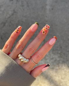 September Nails, Cute Nails For Fall, Colorful Nail, Thanksgiving Nails, Nail Swag, Fall Nail Art, Fall Nail, Fall Nail Designs, Short Acrylic Nails